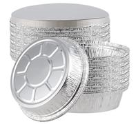 LEXININ 50 Pack 1350ml Round Aluminum Foil Pie Pans, 9 inch Round Foil Trays Containers with Lids for Baking, Air Fryer
