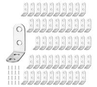 LEXININ 50 PCS 40 x 40 x 16mm Corner Brackets, Right Angle Bracket with 200 PCS Screws, L Shape Metal Fixing Brackets for Wooden Chair Table Window