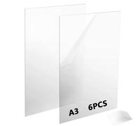 LEXININ 6PCS A3 Clear Acrylic Sheets, 297 x 420 x 2mm Transparent Acrylic Panel, Clear Plastic Board for DIY, Craft