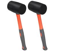 LEXININ Rubber Mallet, 33 x 10 cm, 16 oz, 2-Piece Set, Black, for DIY, Camping, Woodworking
