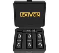LEXIVON 1/2 Inch Deep Wheel Nut Socket Set for Car & Truck Tyres | Heavy Duty 6-Point CR-MO Steel with Extension Bar & Case, 6 in 3 Piece Metric & SAE (LX-111)