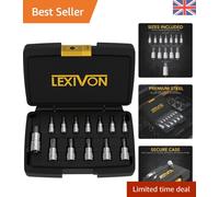 LEXIVON Torx Bit Socket Set, Premium S2 Alloy Steel | 13-Piece Star T8 - T60 Set | Enhanced Storage Case (LX-143)