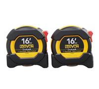 LEXIVON [2-Pack] 16Ft/5m DuaLock Tape Measure | 1-Inch Wide Blade with Nylon Coating, Matt Finish White & Yellow Dual Sided Rule Print | Ft/Inch/Fractions/Metric (LX-208)