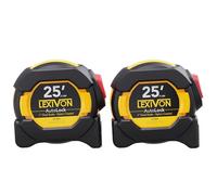 LEXIVON [2-Pack] 25Ft/7.5m AutoLock Tape Measure | 1-Inch Wide Blade with Nylon Coating, Matte Finish White & Yellow Dual Sided Rule Print | Ft/Inch/Fractions/Metric (LX-205X2)