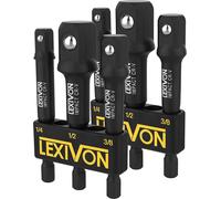 LEXIVON [2-Pack] Impact Grade Socket Adapter Set, 3" Extension Bit with Holder