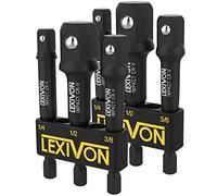 LEXIVON [2-Pack] Impact Grade Socket Adapter Set, 3" Extension Bit with Holder | 3-Piece 1/4", 3/8", and 1/2" Drive, Adapt Your Power Drill to High Torque Impact Wrench (LX-101X2)