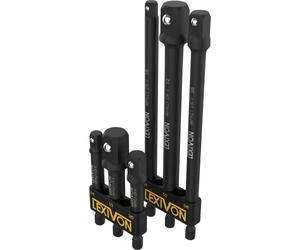 LEXIVON 6-Piece Impact Grade Socket Adapter Set - 3" & 6" Extension Bit with Holder | 1/4", 3/8", and 1/2" Drive, Adapt Your Power Drill to High Torque Impact Wrench (LX-105)