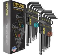 LEXIVON Allen Wrenches Sets, 26-Piece Premium Metric & SAE Hex Keys, L-Shaped Long Arm Ball End Design, Industrial-Grade S2 Alloy Steel (LX-132)