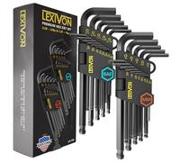 LEXIVON Allen Wrenches Sets, 26-Piece Premium Metric & SAE Hex Keys, L-Shaped Long Arm Ball End Design, Industrial-Grade S2 Alloy Steel (LX-132)