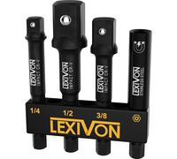 LEXIVON Impact Socket Adapter Set | 1/4-Inch to 1/4, 3/8, 1/2, Drive | Includes
