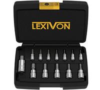 LEXIVON HEX Bit Socket Set, 13 Male Hexagon sockets | Metric Sizes from 2mm to 14mm | Allen Key Socket Set, 1/4" 3/8" 1/2" Drive for Torque Wrench, Ratchet Wrench, Impact Power Drills (LX-141)