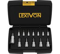 LEXIVON Torx Bit Socket Set, Premium S2 Alloy Steel | 13-Piece Star T8 - T60 Se