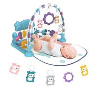 Lexixi Ibao Baby Play Gym Mat - Tummy Time, Kick Piano for Infant Activity Mat with 5 Sensory Toys, Music and Lights - Blue