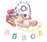 Lexixi ibao Baby Play Mat Gym with Piano, 5 Infant Sensory Toys & Tummy Time Activity - Newborn Gift for Boys & Girls 0-12 Months (Pink)