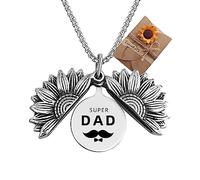 Lexlune Sunflower Locket Necklace for Men, Gift From Son Daughter Wife to Husband Dad, You Are My Sun Shine, Cool Anniversary Birthday Present Necklace for Men, Sunflower Stainless Steel Chain