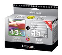 Lexmark 46D4A-7ECA8 Original Lexmark Higher Yield No 43 Colour and No 44 Black Ink Cartridges - 0080D2966