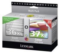 Lexmark 80D2978BL Original Lexmark High Yield Return Program Twin Pack 36XL Black and 37XL Colour Ink Cartridges - 080D2978