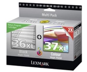 Lexmark 80D2978BL Original Lexmark High Yield Return Program Twin Pack 36XL Black and 37XL Colour Ink Cartridges - 080D2978
