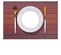 LEXMORE Placemats Set of 6 Vinyl/Plastic Woven Place Mats for Kitchen Table Indoor/Outdoor Washable Placemat Wipeable Dining Table Mats(Pomegranate Parade)