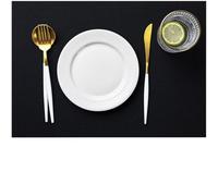 LEXMORE Placemats Set of 6 Vinyl/Plastic Woven Place Mats for Kitchen Table Indoor/Outdoor Washable Placemat Wipeable Dining Table Mats(Black)