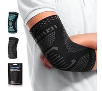 Lexniush Elbow Support for Men Women, Tennis & Golfers Elbow Brace for Tendonitis, Arthritis, Joint Pain Relief, Elbow Compression Sleeves for Weightlifting, Sports, Fitness, Golf, Gym Black Grey L