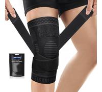 Lexniush Knee Support with Strap for Women Men, Adjustable Knee Brace for Knee Pain Relief, ACL, MCL, Joint Pain, Meniscus Tear, Knee Compression Sleeves for Running, Sports, Walking, Gym (Black, M)