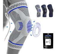 Lexniush Professional Knee Support for Men/Women, Anti Slip Knee Brace Compression Sleeve with Patella Gel Pads & Side Stabilizers for Arthritis,Knee Pain,Meniscus Tear,ACL,Running,Sports grey S