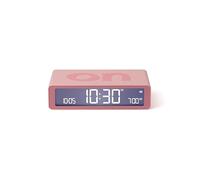Lexon Flip Classic Digital Alarm Clock with Reversible On/Off Faces, Rechargeable bedside clock with LCD display, Touch Sensor for Snooze & Light function - Pink