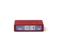 Lexon Flip Classic Digital Alarm Clock with Reversible On/Off Faces, Rechargeable bedside clock with LCD display, Touch Sensor for Snooze & Light function - Red