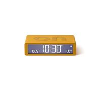 Lexon Flip Classic Digital Alarm Clock with Reversible On/Off Faces, Rechargeable bedside clock with LCD display, Touch Sensor for Snooze & Light function - Yellow