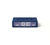 Lexon Flip Classic Digital Alarm Clock with Reversible On/Off Faces, Rechargeable bedside clock with LCD display, Touch Sensor for Snooze & Light function - Dark Blue