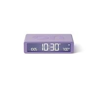 Lexon Flip Classic Luminous Morning Alarm Clock, Reversible with Faces on Off and Snooze Function, LCD Display and Touch Light, Rechargeable by USB-C - Purple