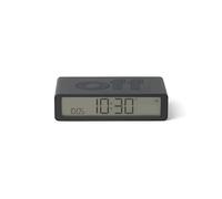 Lexon Flip Classic Luminous Morning Alarm Clock, Reversible with Faces on Off and Snooze Function, LCD Display and Touch Light, Rechargeable by USB-C - Dark Grey