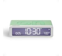 Lexon Flip Classic Luminous Morning Alarm Clock, Reversible with Faces on Off and Snooze Function, LCD Display and Touch Light, Rechargeable by USB-C - Glossy Mint