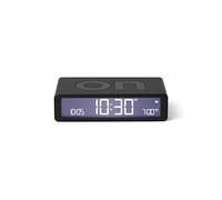 Lexon Flip Classic Luminous Morning Alarm Clock, Reversible with Faces on Off and Snooze Function, LCD Display and Touch Light, Rechargeable by USB-C - Black