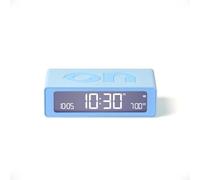 Lexon Flip Mini digital alarm clock, On Off LED clock with Adjustable Brightness, Rechargeable or Mains Powered, Sleek Retro Bedroom Decor Ideal for Alarm Clocks Bedside Use - Light Blue