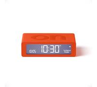 Lexon Flip Mini digital alarm clock, On Off LED clock with Adjustable Brightness, Rechargeable or Mains Powered, Sleek Retro Bedroom Decor Ideal for Alarm Clocks Bedside Use - Orange