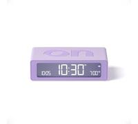 Lexon Flip Mini digital alarm clock, On Off LED clock with Adjustable Brightness, Rechargeable or Mains Powered, Sleek Retro Bedroom Decor Ideal for Alarm Clocks Bedside Use - Light Lilac