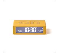 Lexon Flip Mini digital alarm clock, On Off LED clock with Adjustable Brightness, Rechargeable or Mains Powered, Sleek Retro Bedroom Decor Ideal for Alarm Clocks Bedside Use - Yellow