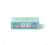 Lexon Flip Mini digital alarm clock, On Off LED clock with Adjustable Brightness, Rechargeable or Mains Powered, Sleek Retro Bedroom Decor Ideal for Alarm Clocks Bedside Use - Mint