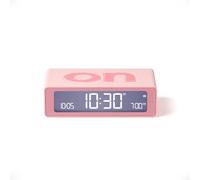 Lexon Flip Mini digital alarm clock, On Off LED clock with Adjustable Brightness, Rechargeable or Mains Powered, Sleek Retro Bedroom Decor Ideal for Alarm Clocks Bedside Use - Light Pink