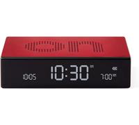Lexon Flip Premium Reversible Rechargeable Alarm Clock with Electroluminescent LCD Display Aluminium Colour (Red), Petit
