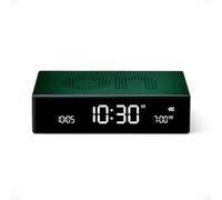 Lexon Flip Premium Reversible Rechargeable Alarm Clock with LCD VA Screen, On/Off, Snooze, Touch Control, Aluminium, Dark Green