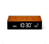 Lexon Flip Premium Reversible Rechargeable Alarm Clock with LCD VA Screen, On/Off, Snooze, Touch Control, Aluminium, Orange