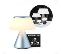 Lexon LUMA S Touch Bedside Lamp, Wireless Night Light with Adjustable Brightness and Multi-Lamp Synchronization, 9 LED Colors, Rechargeable, Aluminum Finish - Light Blue