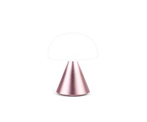 Lexon Mina Small Mushroom Lamp - LED Portable Bedside Light for Bedrooms, Kids & Nursery - Rechargeable with 12h Autonomy & Memory Dimmer, Aluminum - Pink