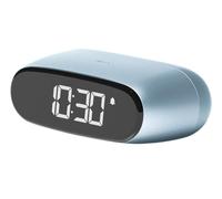 Lexon MINUT Mini Compact Alarm Clock with VA LCD Screen Pure Black, Touch Control, Snooze Function and Backlight, Rechargeable Battery, Aluminium Finish - Light Blue
