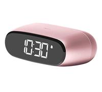 Lexon MINUT Mini Compact Alarm Clock with VA LCD Screen Pure Black, Touch Control, Snooze Function and Backlight, Rechargeable Battery, Aluminium Finish - Pink