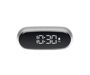 Lexon Minut Mini Compact Alarm Clock with VA LCD Screen, Touch Control, Snooze Function and Backlight, Rechargeable Battery, Aluminium Finish (Aluminium Polished)