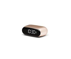 Lexon Minut Mini Compact Alarm Clock with VA LCD Screen, Touch Control, Snooze Function and Backlight, Rechargeable Battery, Aluminium Finish (Blue)